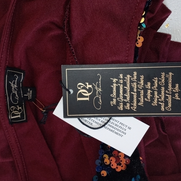 NWT DG2 Diane Gilman Large sequined blouse long sleeves - Picture 6 of 8